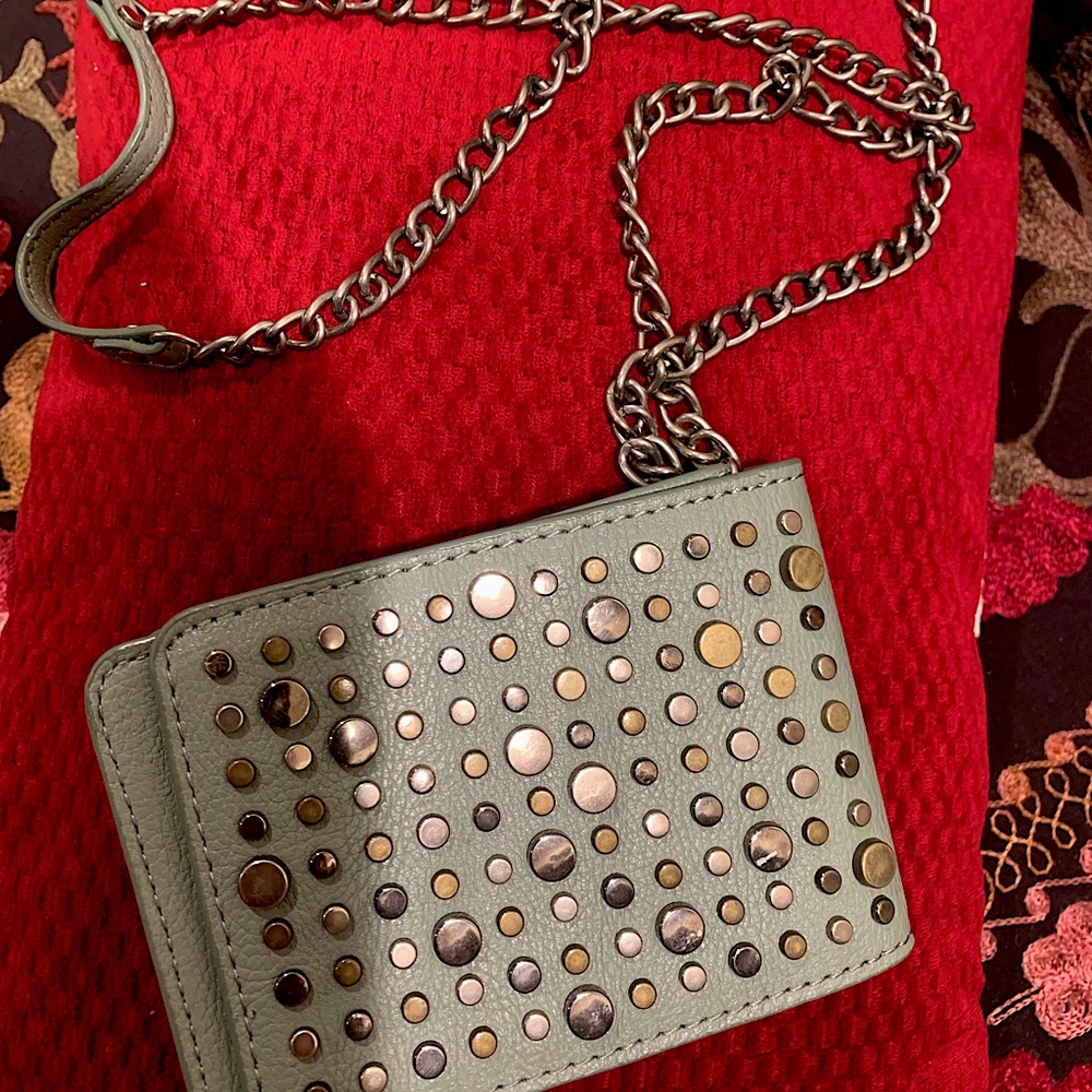 Green small studded purse